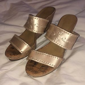 Jack Rodgers Platinum Wedge - Size 6.5